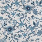 Tecido impermeável asturias 117 flor folhas azul cru