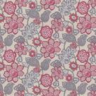 Tecido impermeável asturias 128 flor folhas cinza creme