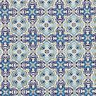 Tecido Jacquard Estampado Azulejo Português Azul - 1,40m de Largura