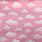 Tecido Jacquard Estampado Céu Nuvem Rosa - 1.40m de Largura