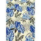 Tecido Jacquard Estampado Floral Azul Fundo Branco - 1,40m de Largura