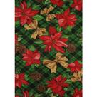Tecido Jacquard Estampado Floral Laços Fundo Verde - 1,40m de Largura