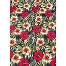 Tecido Jacquard Estampado Hibisco Vermelho Fundo Preto - 1,40m de Largura