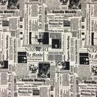 Tecido Jacquard Estampado Jornal - 1.40m de Largura