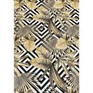 Tecido Jacquard Estampado Tropical Folhagem Bege Geométrico - 1,40m de Largura