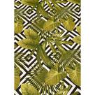 Tecido Jacquard Estampado Tropical Folhagem Verde Musgo Geométrico - 1,40m de Largura