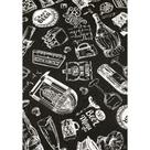 Tecido Jacquard Estampado Vintage Preto - 1,40m de Largura
