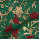 Tecido Jacquard Fio Lurex Natalino Floral Verde - 2,80m de Largura