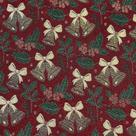 Tecido Jacquard Fio Lurex Natalino Sinos - 2,80m de Largura