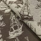 Tecido Jacquard Fio Tinto Versalhes Toile de Jouy Marrom - 2,80m de Largura