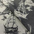 Tecido Jacquard Fio Tinto Versalhes Toile de Jouy Preto - 2,80m de Largura Tecido Jacquard Fio Tinto Versalhes Toile de Jouy Preto - 2,80m de Largura