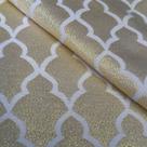 Tecido Jacquard Lurex Branco e Dourado Geométrico - 2,80m de Largura