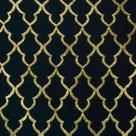 Tecido Jacquard Luxo Preto com Dourado Geométrico - Largura 2.80m