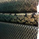 Tecido Jacquard Luxo Preto com Dourado - Largura 2.80m