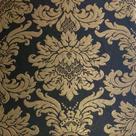 Tecido Jacquard Luxo Preto com Dourado Medalhão - Largura 2.80m