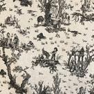 Tecido Linho Estampado Toile de Jouy Preto - 1,50m de Largura