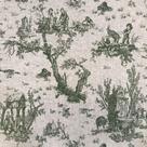 Tecido Linho Estampado Toile de Jouy Verde - 1,50m de Largura