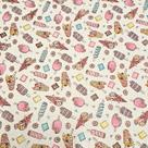 Tecido Moletinho Estampado Flanelado 100% Algodão Sorvete Fundo Creme