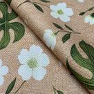 Tecido Oslo Estampado Floral Branco Fundo Bege - 1,40m de Largura