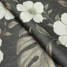 Tecido Oslo Estampado Floral Branco Fundo Cinza - 1,40m de Largura