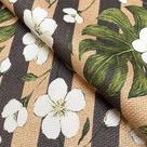 Tecido Oslo Estampado Floral Branco Fundo Listrado - 1,40m de Largura