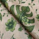 Tecido Oslo Estampado Floral Verde Fundo Bege - 1,40m de Largura