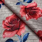 Tecido Oslo Estampado Rosas Vermelhas - 1,40m de Largura