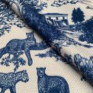 Tecido Oslo Estampado Toile Savana Azul - 1,40m de Largura