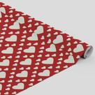 Tecido Oxford Estampado Corações Branco Fundo Vermelho - 1,40m