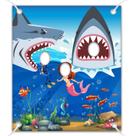 Tecido para decoração de festa Shark Photo Prop 180x90cm com cordão
