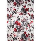 Tecido Percal Estampado Floral Vermelho Fundo Bege 150 Fios - 2,50m de Largura