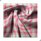 Tecido Poliéster Estampado Jacquard Festa Junina Xadrez Linhas Verde e Rosa - 1,40m