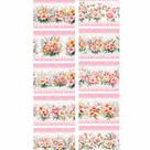 Tecido Tricoline Barrado Flores Rosas Amarelas (0,50x1,50)