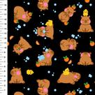 Tecido Tricoline Capivara Patinho Fundo Lisa Preto - Meia Tigela