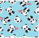 Tecido Tricoline Coleção Panda Azul e Rosa 0,50x1,50 Mts
