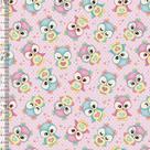 Tecido Tricoline Digital Coruja Fundo Rosa 50cm x 1,50mt