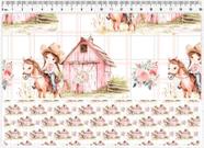 Tecido Tricoline Digital Country Infantil Menina e Celeiro 50 x 150 cm