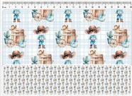 Tecido Tricoline Digital Country Infantil Menino e tóneis 50 x 150 cm