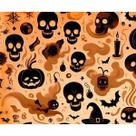 Tecido Tricoline Digital Fernando Maluhy Coleção Halloween Caveiras e Abóboras 50x150 cm, 100% Algodão