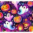 Tecido Tricoline Digital Fernando Maluhy Coleção Halloween Fantasmas e Abóboras 50x150 cm