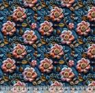 Tecido Tricoline Digital Flor Perolas Fundo Jeans - 95906