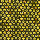 Tecido Tricoline Emoji Fundo Preto -1,50m de Largura