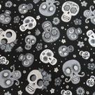 Tecido Tricoline Estampado Caveira Preto Tecido Tricoline Estampado Caveira Preto