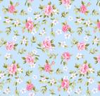 Tecido Tricoline Estampado Floral Lucia Azul com Rosa cor - 05, 50x150cm Tecidos Caldeira, 100% Algo