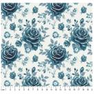 Tecido Tricoline Estampado Floral Nice cor 04 Azul 50x150cm, Caldeira