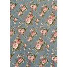 Tecido Tricoline Estampado Floral Rosa Fundo Azul - 1,50m de Largura