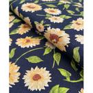 Tecido Tricoline Estampado Girassol Fundo Marinho - 1,50m de Largura