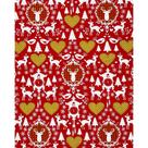 Tecido Tricoline Estampado Natalino Fundo Vermelho - 1,50m de Largura