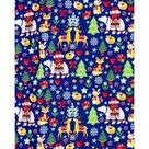 Tecido Tricoline Estampado Noite de Natal Fundo Azul - 1,50m de Largura