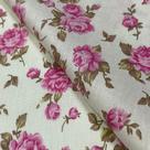Tecido Tricoline Estampado Rosas Rosa Fundo Pérola - 1,50m de Largura